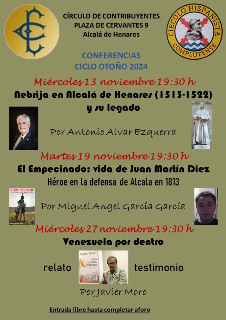 El Círculo Hispanista Complutense publica su ciclo de conferencias para este mes de noviembre.